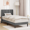 vidaXL Ramka łóżka Z zagłówkiem ciemnoszary 90 x 190 cm Welur