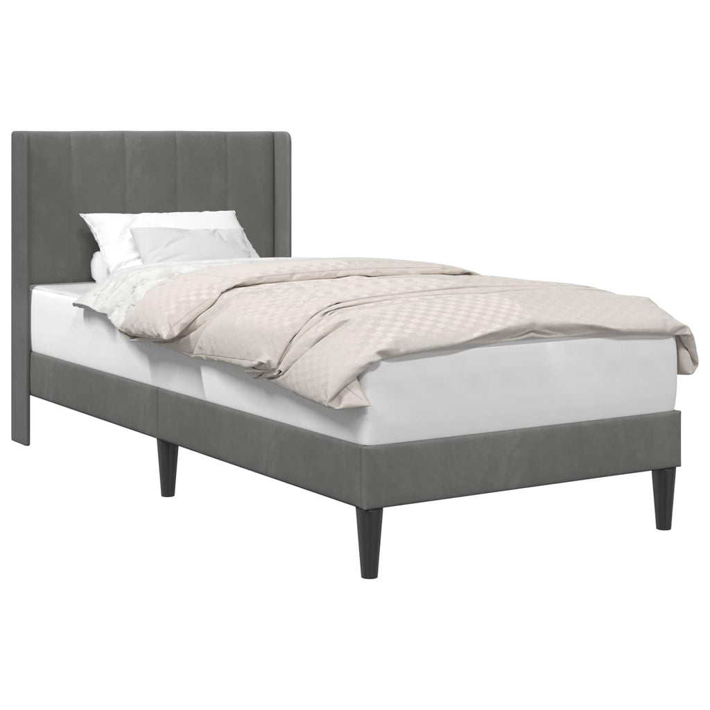 vidaXL Ramka łóżka Z zagłówkiem ciemnoszary 90 x 190 cm Welur