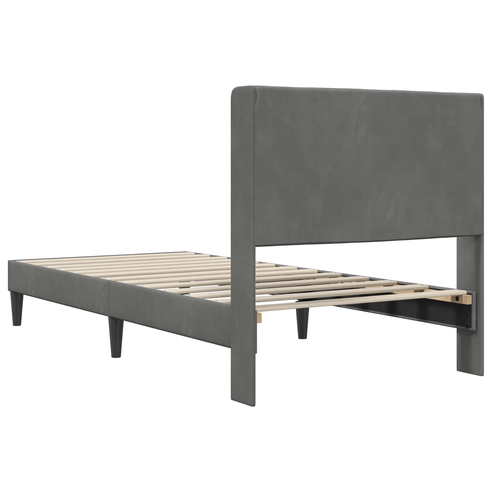 vidaXL Ramka łóżka Z zagłówkiem ciemnoszary 90 x 190 cm Welur