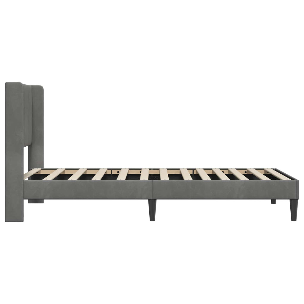 vidaXL Ramka łóżka Z zagłówkiem ciemnoszary 90 x 190 cm Welur