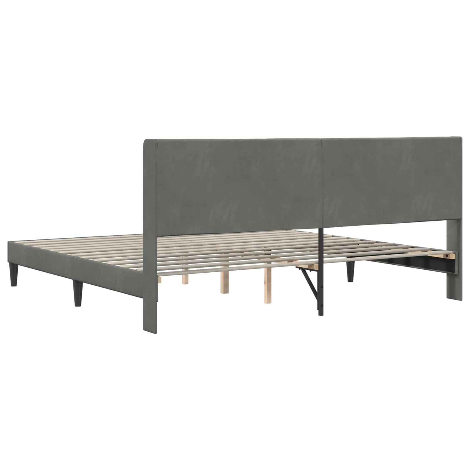 vidaXL Ramka łóżka Z zagłówkiem ciemnoszary 180 x 200 cm Welur