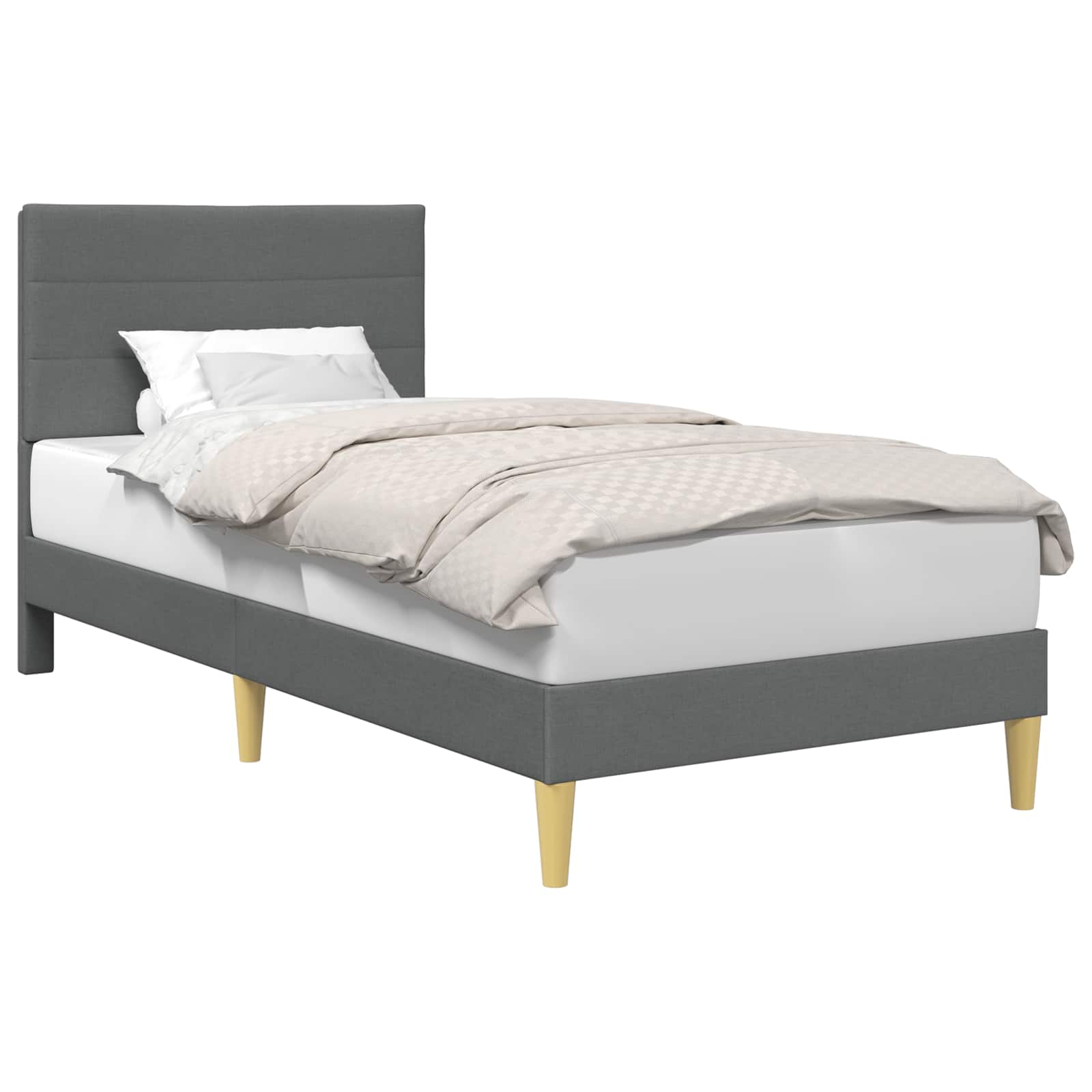 vidaXL Ramka łóżka Z zagłówkiem ciemnoszary 90 x 190 cm tkanina