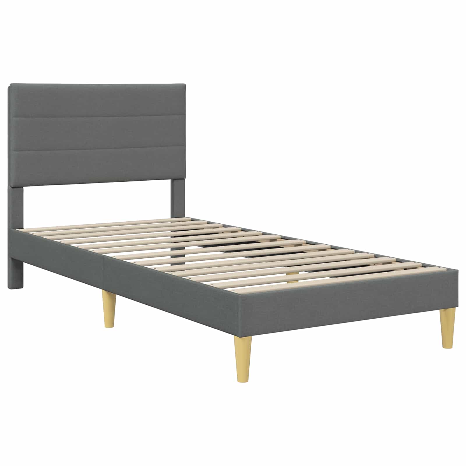 vidaXL Ramka łóżka Z zagłówkiem ciemnoszary 90 x 190 cm tkanina