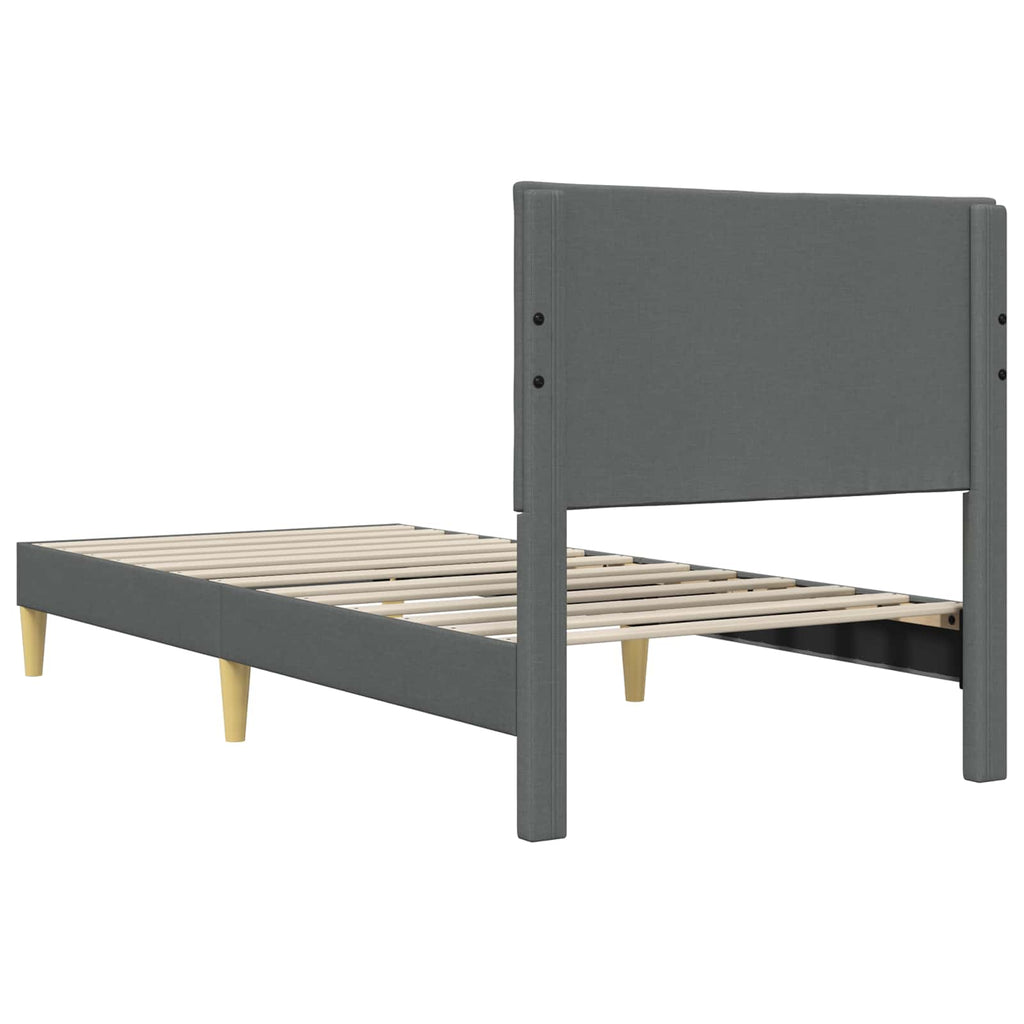 vidaXL Ramka łóżka Z zagłówkiem ciemnoszary 90 x 190 cm tkanina