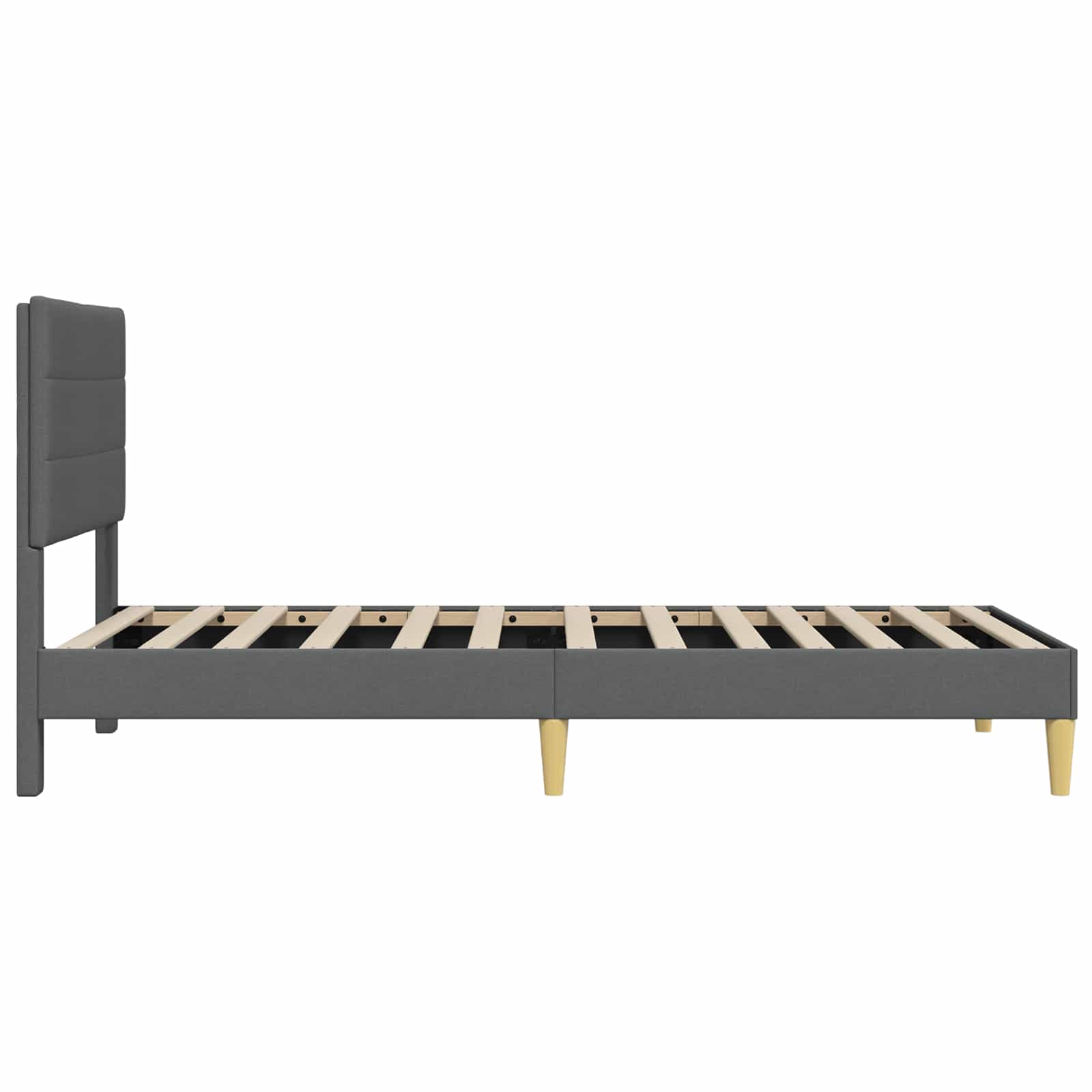 vidaXL Ramka łóżka Z zagłówkiem ciemnoszary 90 x 190 cm tkanina