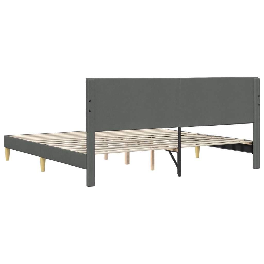 vidaXL Ramka łóżka Z zagłówkiem ciemnoszary 180 x 200 cm tkanina