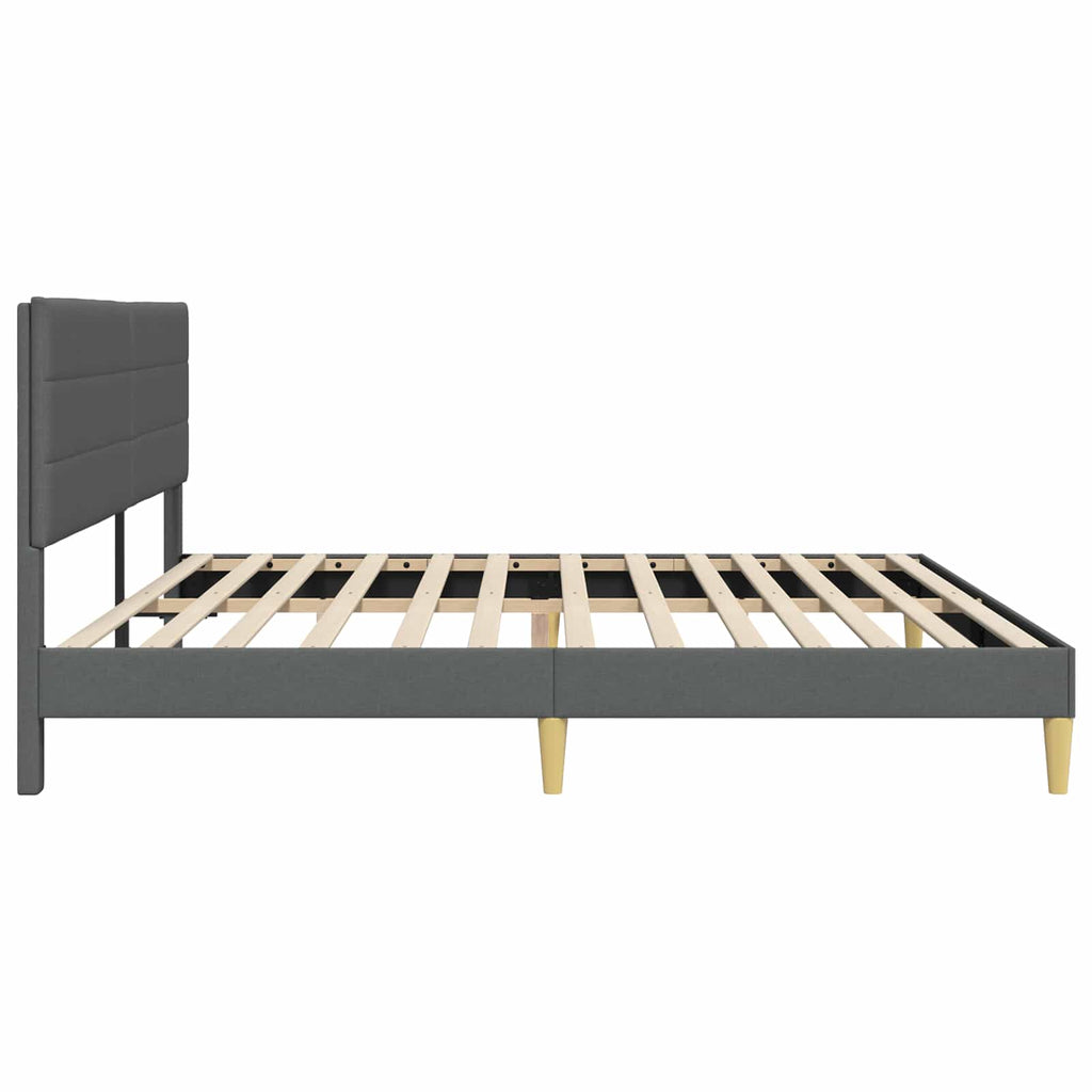 vidaXL Ramka łóżka Z zagłówkiem ciemnoszary 180 x 200 cm tkanina