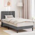 vidaXL Ramka łóżka Z zagłówkiem ciemnoszary 90 x 190 cm Welur