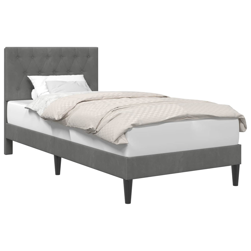 vidaXL Ramka łóżka Z zagłówkiem ciemnoszary 90 x 190 cm Welur