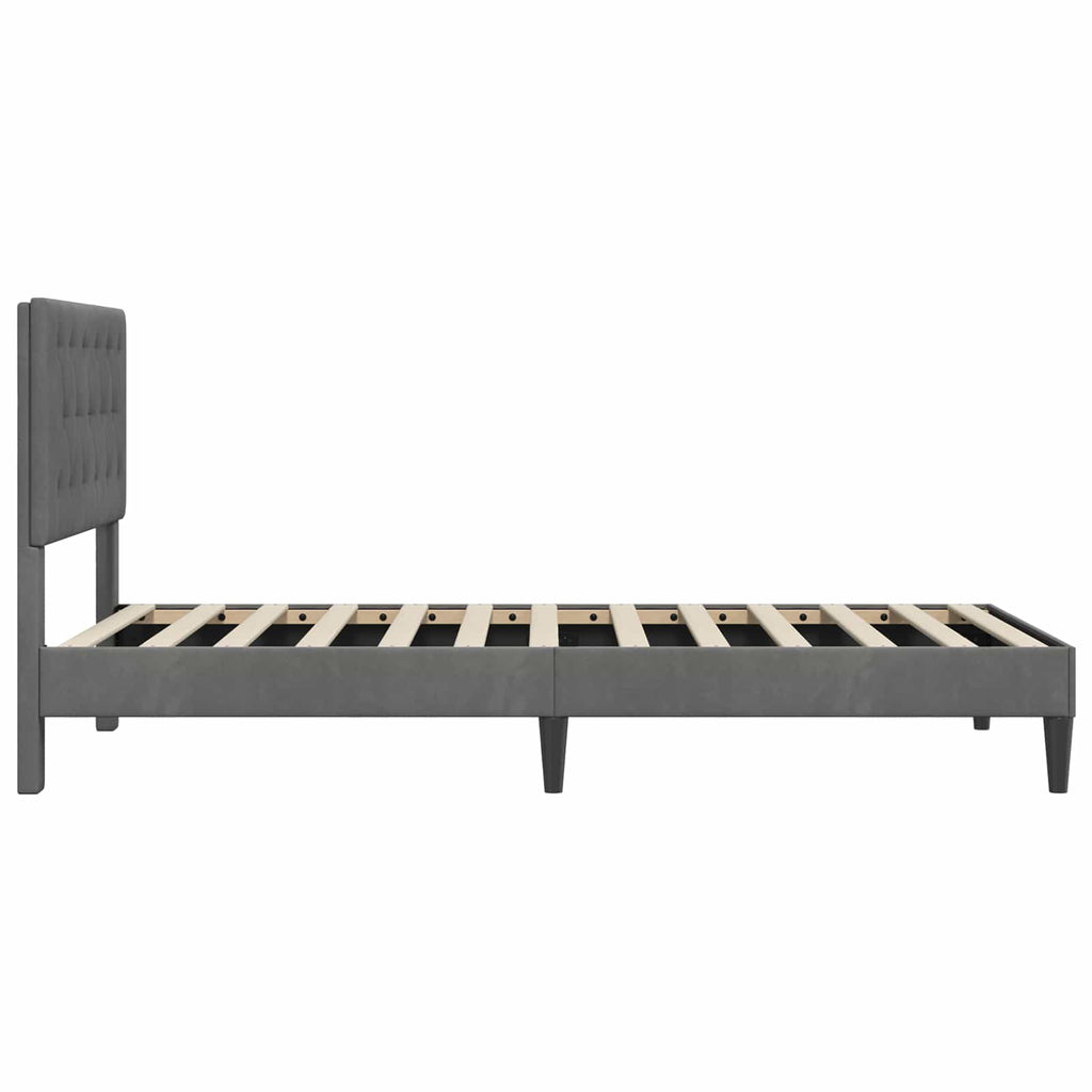 vidaXL Ramka łóżka Z zagłówkiem ciemnoszary 90 x 190 cm Welur