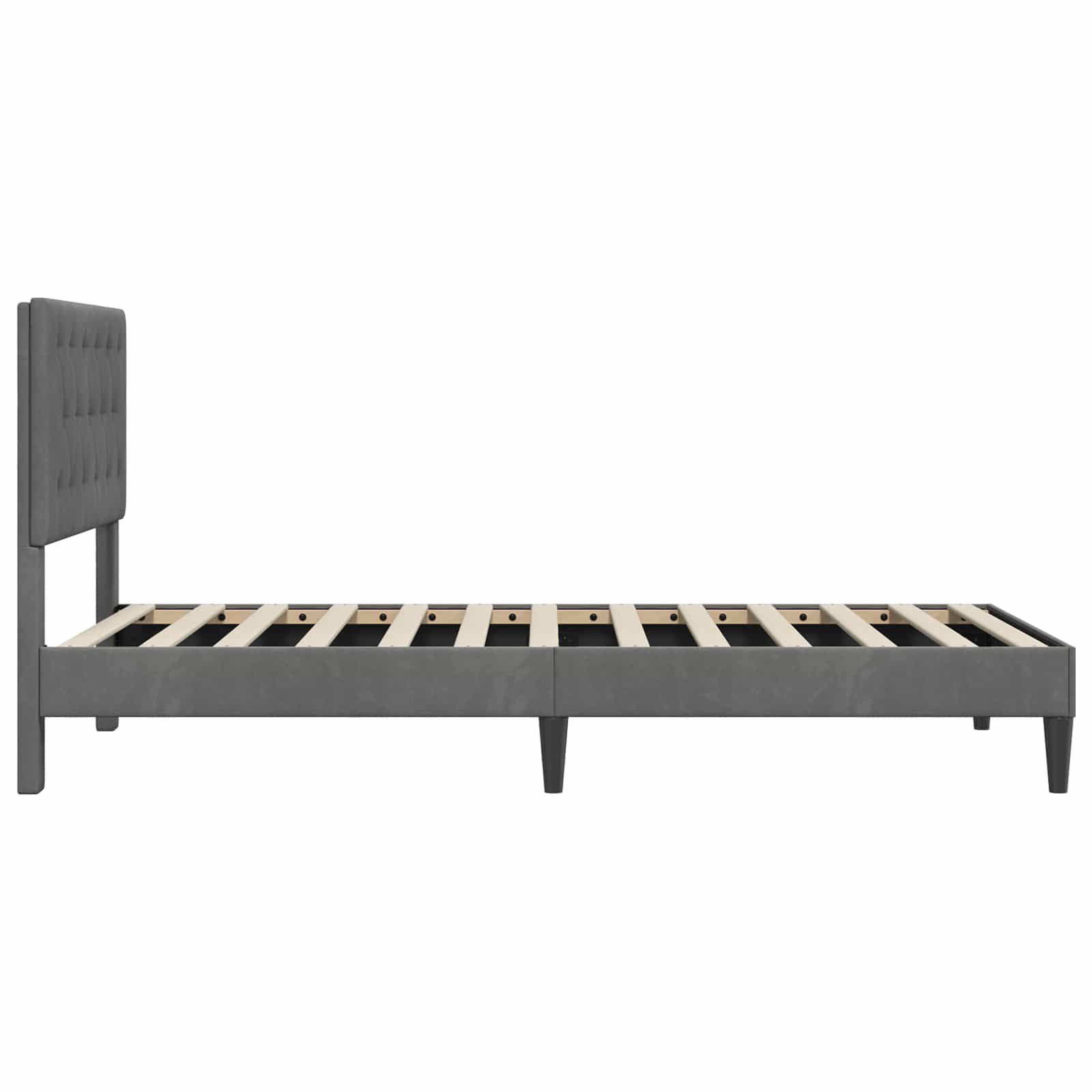 vidaXL Ramka łóżka Z zagłówkiem ciemnoszary 90 x 190 cm Welur