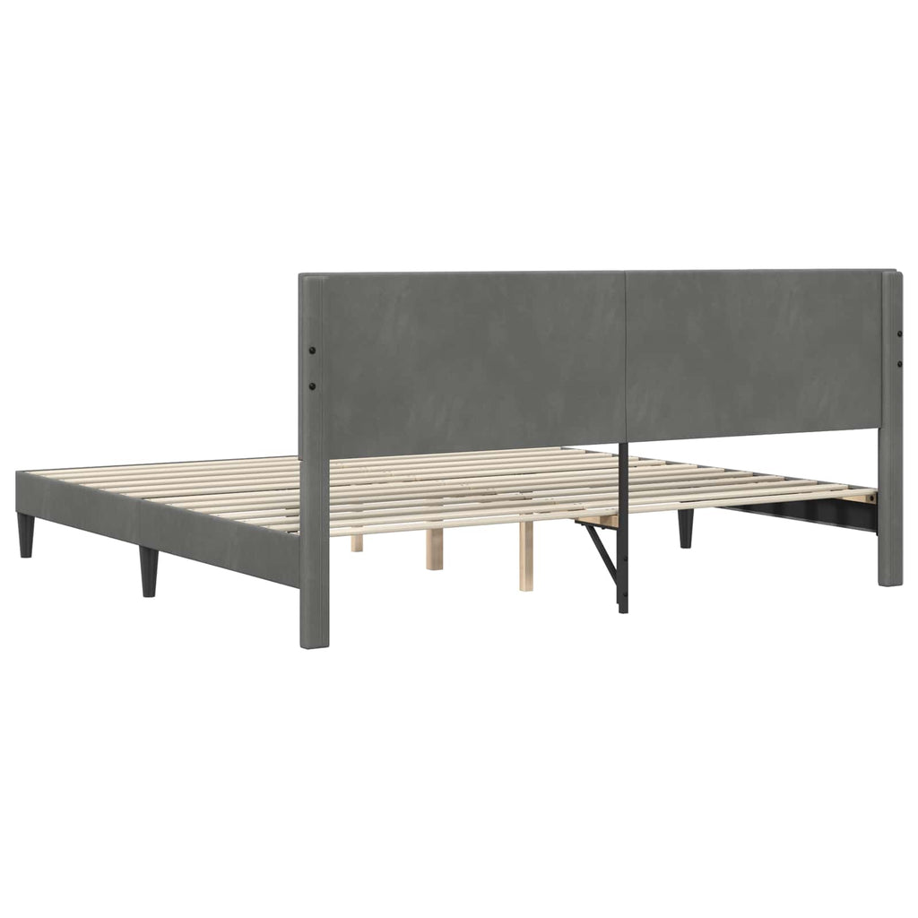 vidaXL Ramka łóżka Z zagłówkiem ciemnoszary 180 x 200 cm Welur
