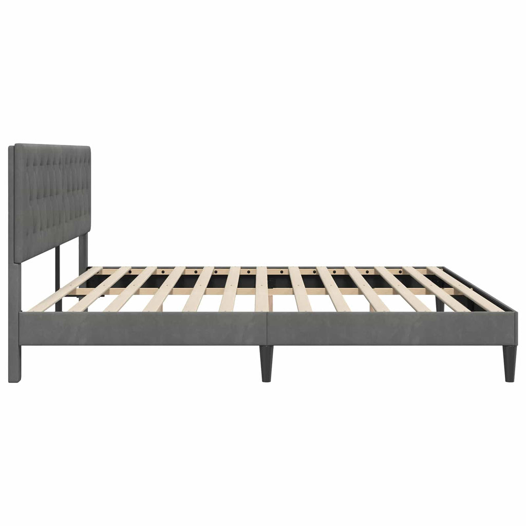 vidaXL Ramka łóżka Z zagłówkiem ciemnoszary 180 x 200 cm Welur