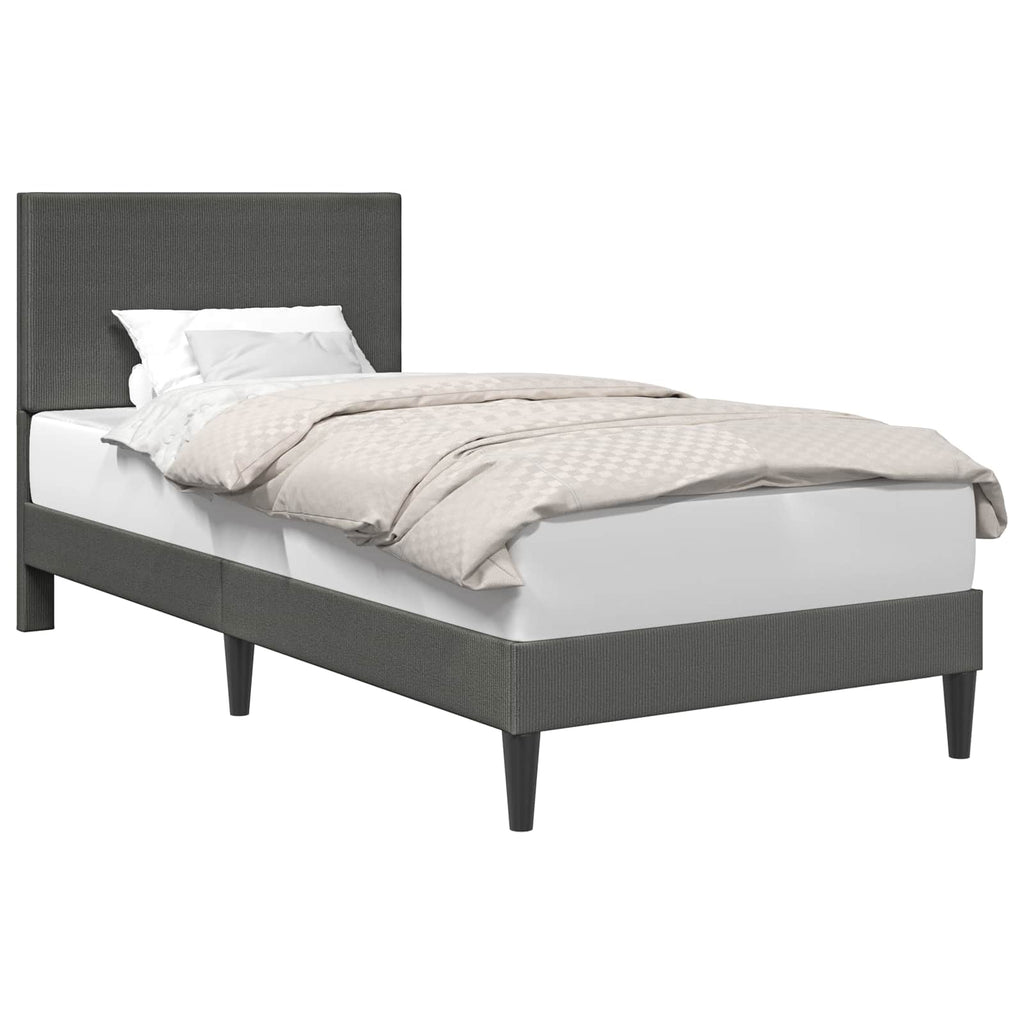 vidaXL Ramka łóżka ciemnoszary 90 x 190 cm Tkanina sztruksowa
