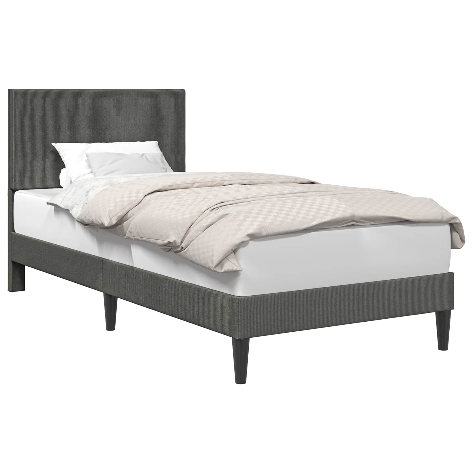 vidaXL Ramka łóżka ciemnoszary 90 x 190 cm Tkanina sztruksowa
