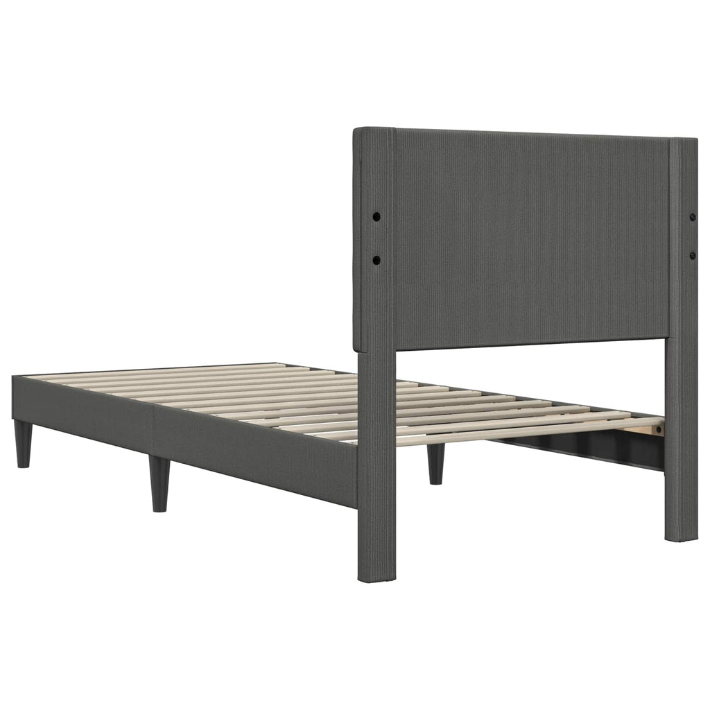 vidaXL Ramka łóżka ciemnoszary 90 x 190 cm Tkanina sztruksowa