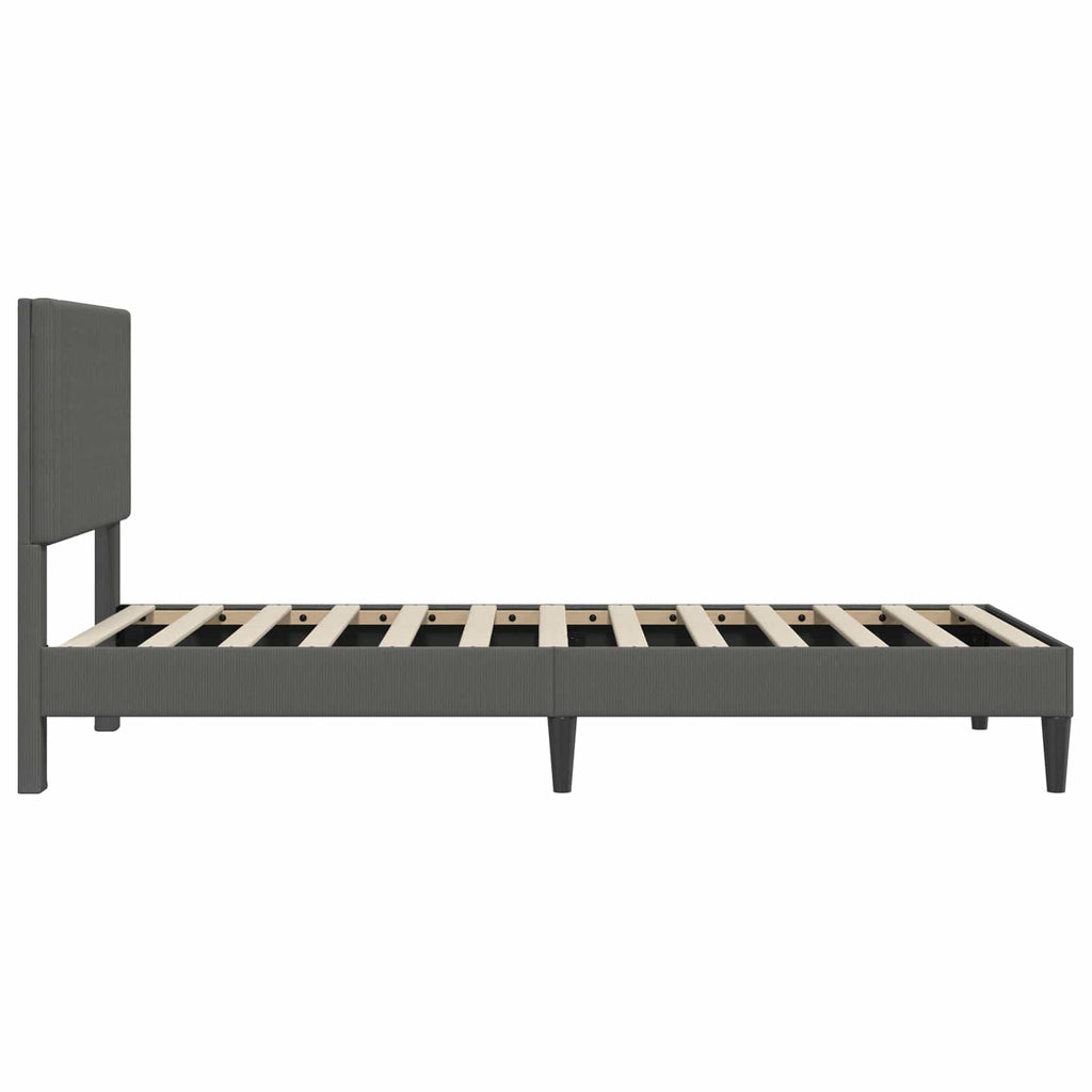 vidaXL Ramka łóżka ciemnoszary 90 x 190 cm Tkanina sztruksowa