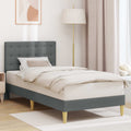 vidaXL Ramka łóżka Z zagłówkiem ciemnoszary 90 x 190 cm tkanina