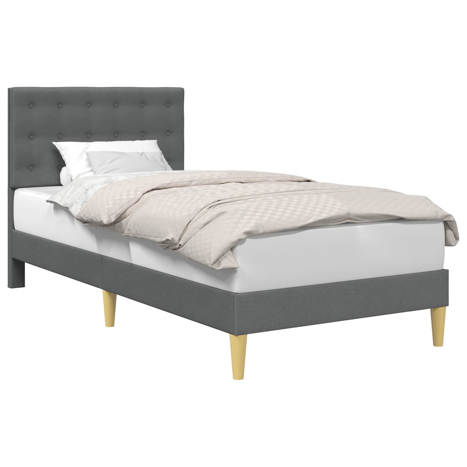 vidaXL Ramka łóżka Z zagłówkiem ciemnoszary 90 x 190 cm tkanina