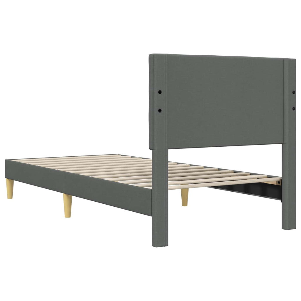 vidaXL Ramka łóżka Z zagłówkiem ciemnoszary 90 x 190 cm tkanina