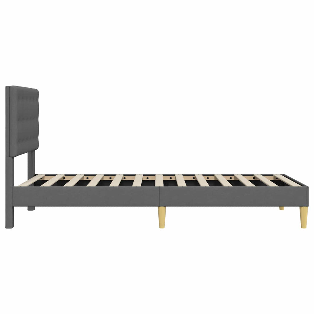 vidaXL Ramka łóżka Z zagłówkiem ciemnoszary 90 x 190 cm tkanina