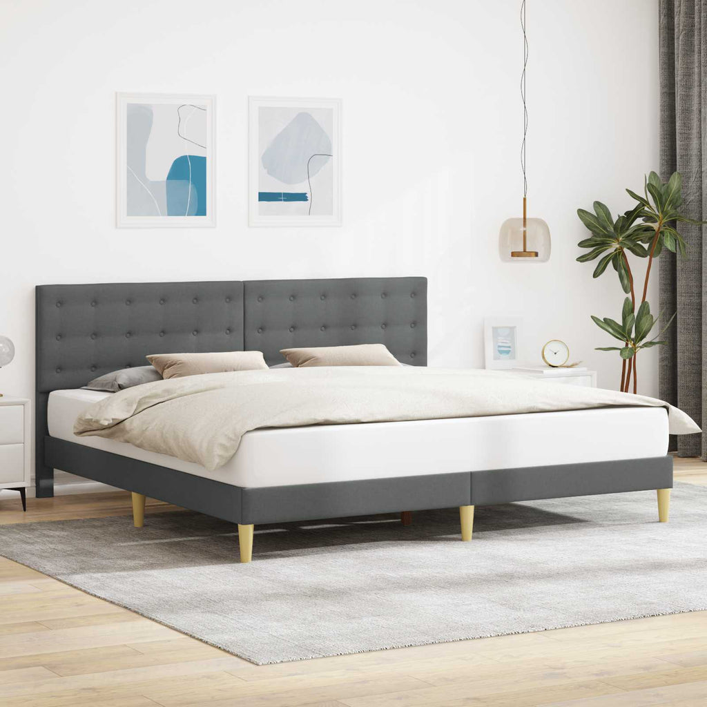 vidaXL Ramka łóżka Z zagłówkiem ciemnoszary 180 x 200 cm tkanina