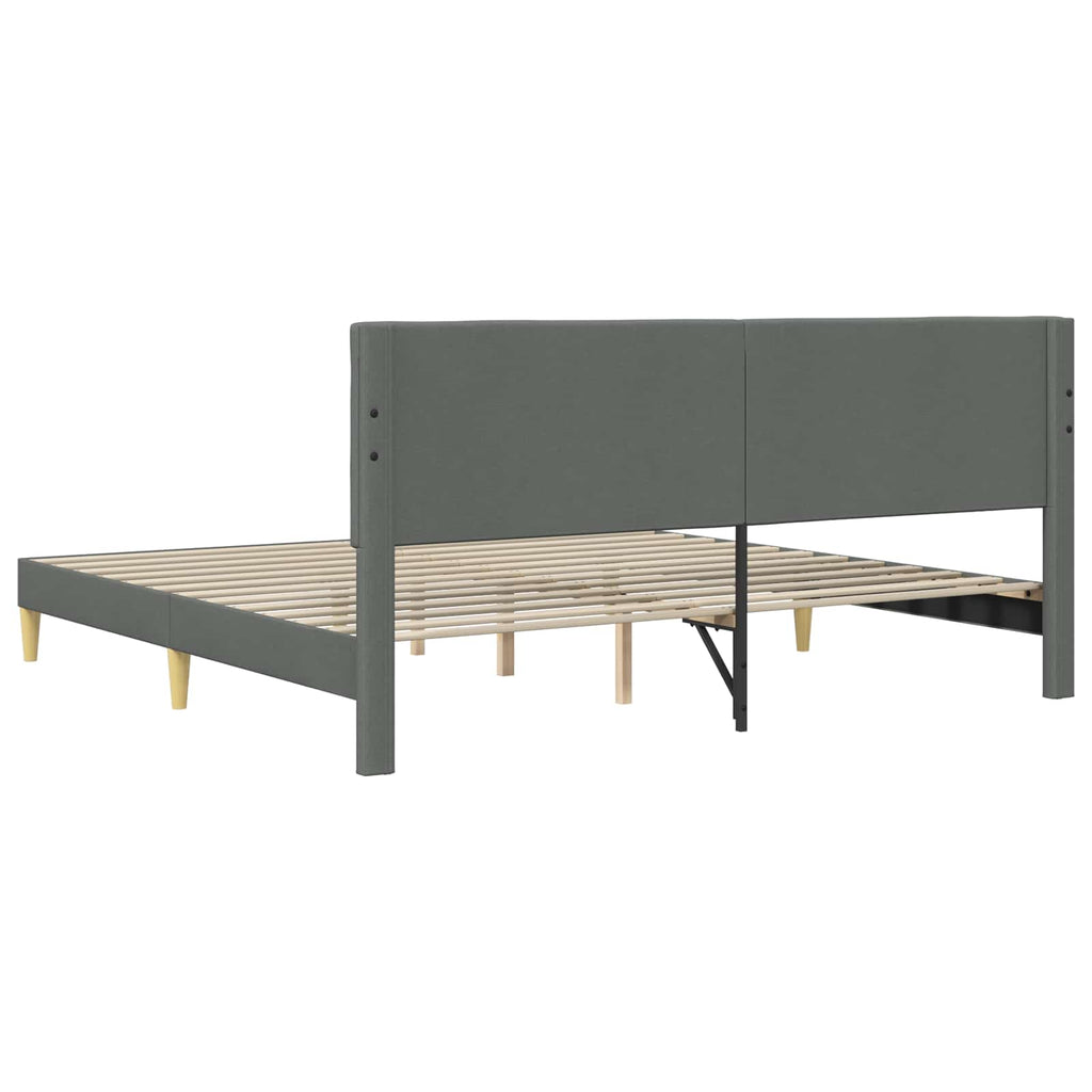 vidaXL Ramka łóżka Z zagłówkiem ciemnoszary 180 x 200 cm tkanina