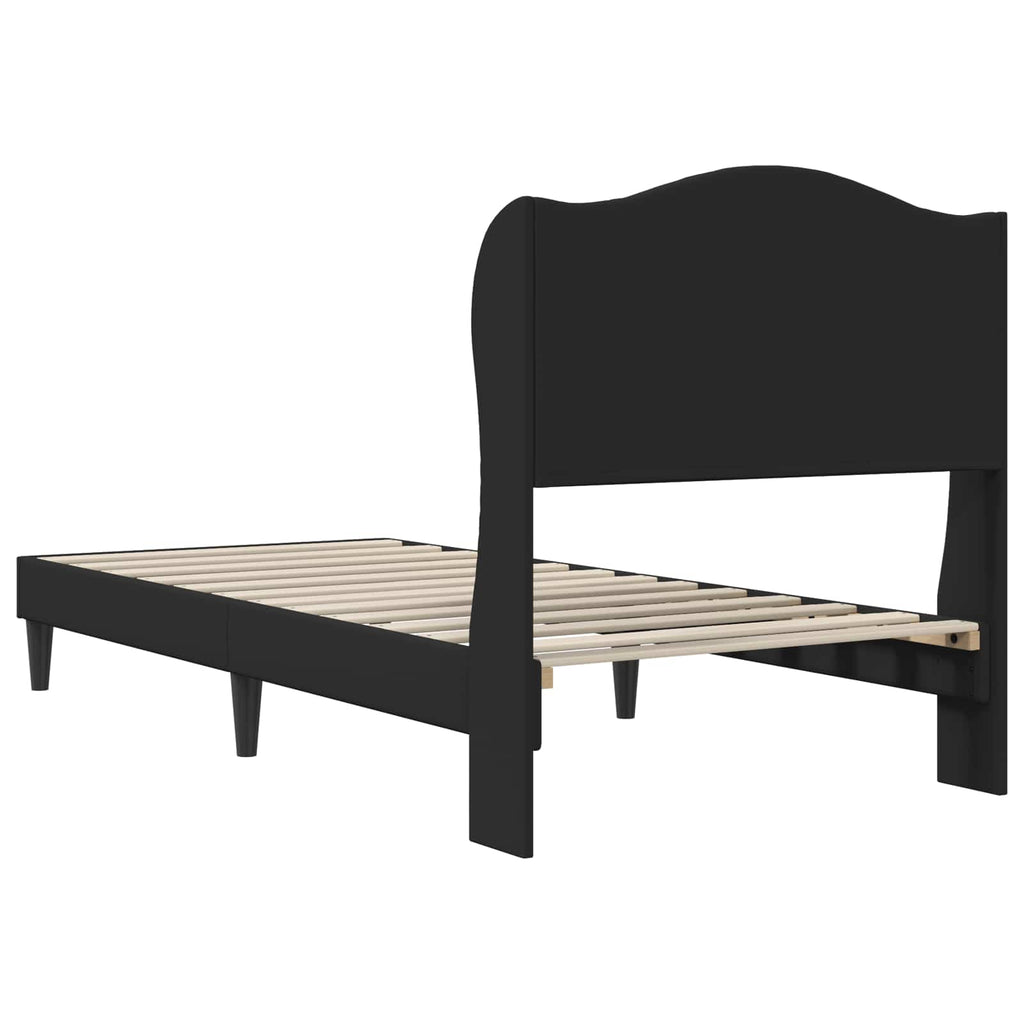 vidaXL Ramka łóżka Z zagłówkiem Czarny 90 x 190 cm Ekoskóra