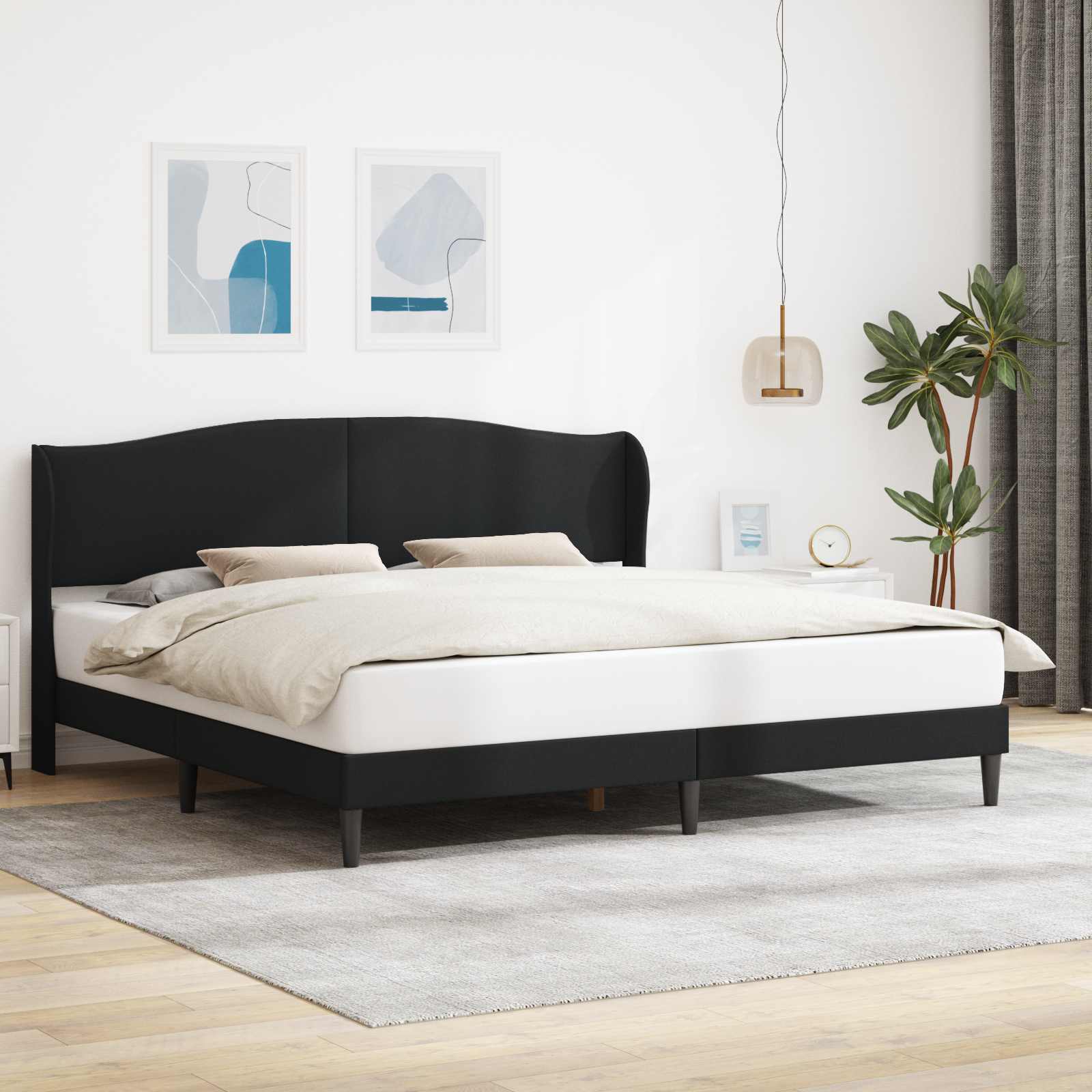 vidaXL Ramka łóżka Z zagłówkiem Czarny 180 x 200 cm Ekoskóra