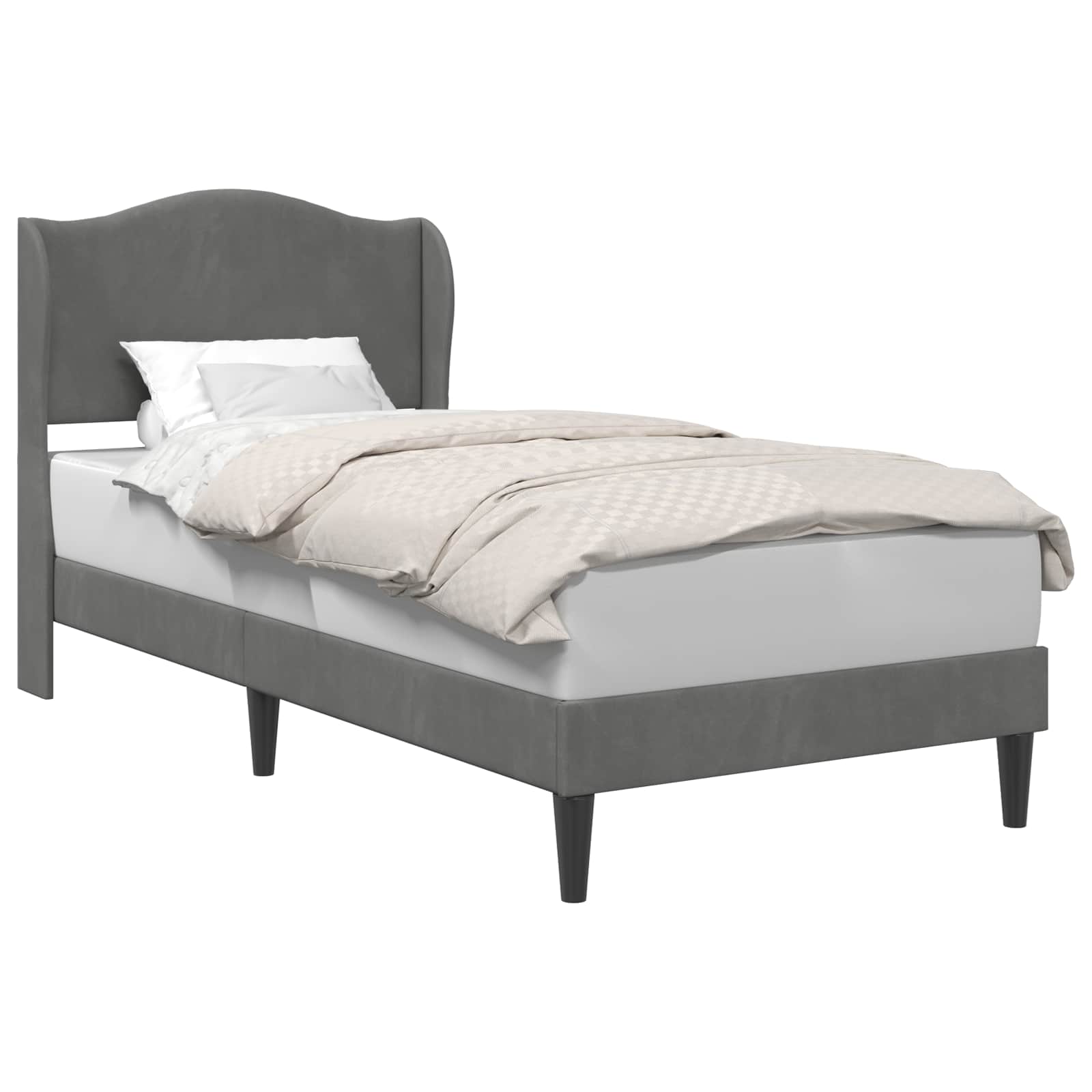 vidaXL Ramka łóżka Z zagłówkiem ciemnoszary 90 x 190 cm Welur