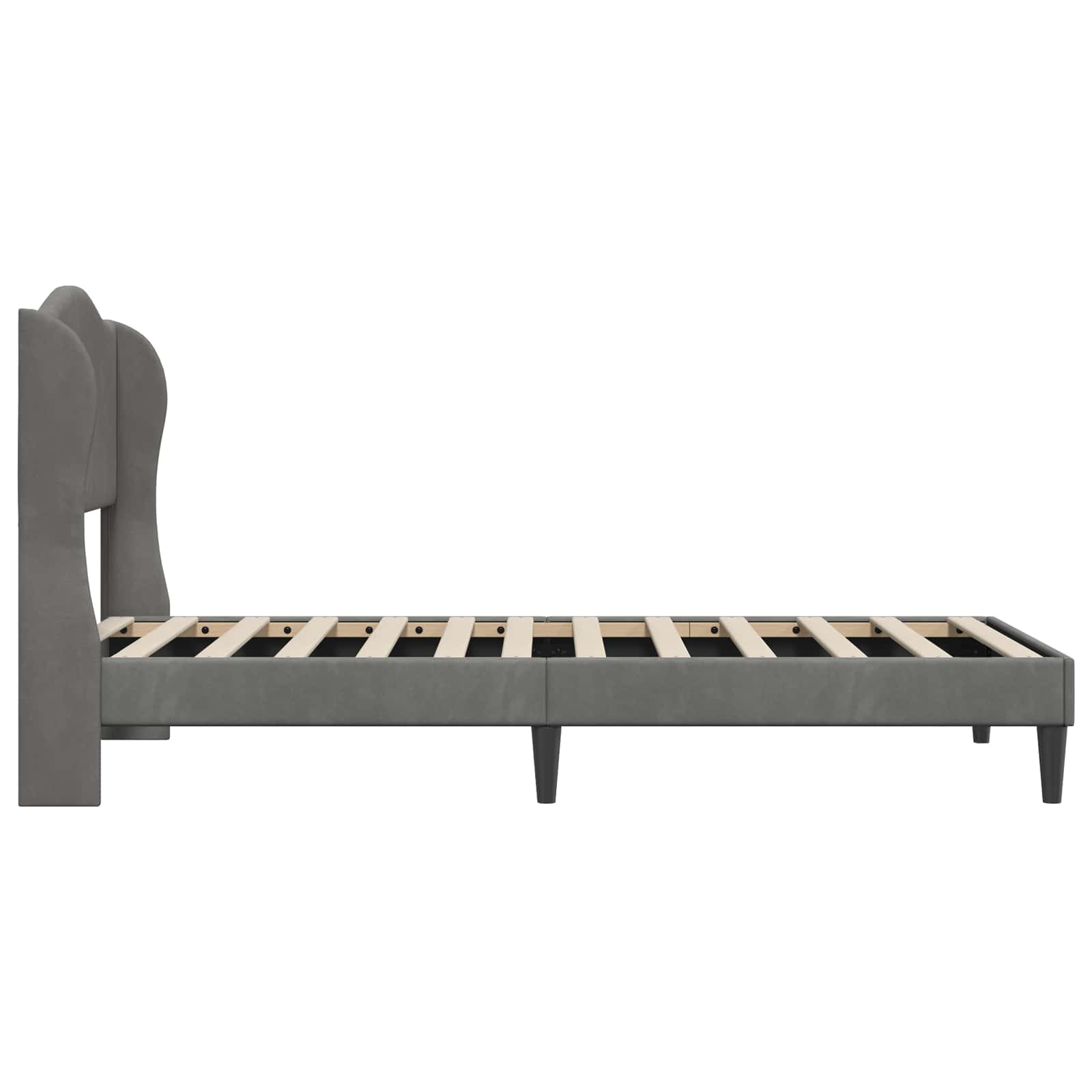 vidaXL Ramka łóżka Z zagłówkiem ciemnoszary 90 x 190 cm Welur