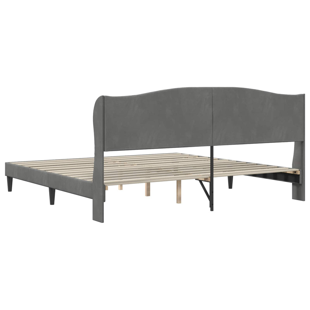 vidaXL Ramka łóżka Z zagłówkiem ciemnoszary 180 x 200 cm Welur