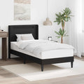 vidaXL Ramka łóżka z paskami LED Czarny 90 x 190 cm Ekoskóra