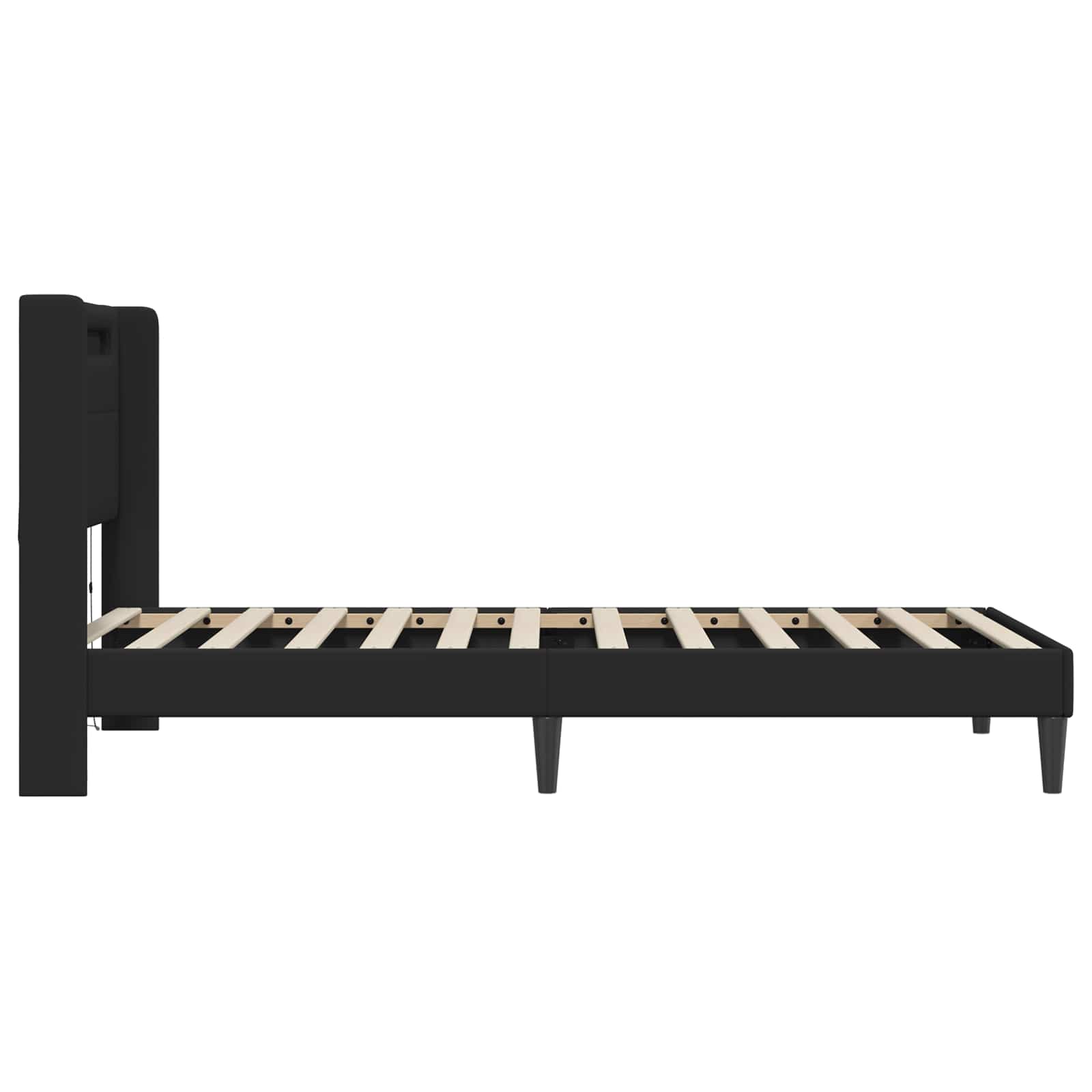 vidaXL Ramka łóżka z paskami LED Czarny 90 x 190 cm Ekoskóra