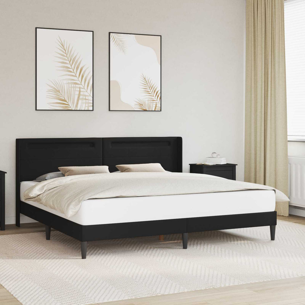 vidaXL Ramka łóżka z paskami LED Czarny 180 x 200 cm Ekoskóra