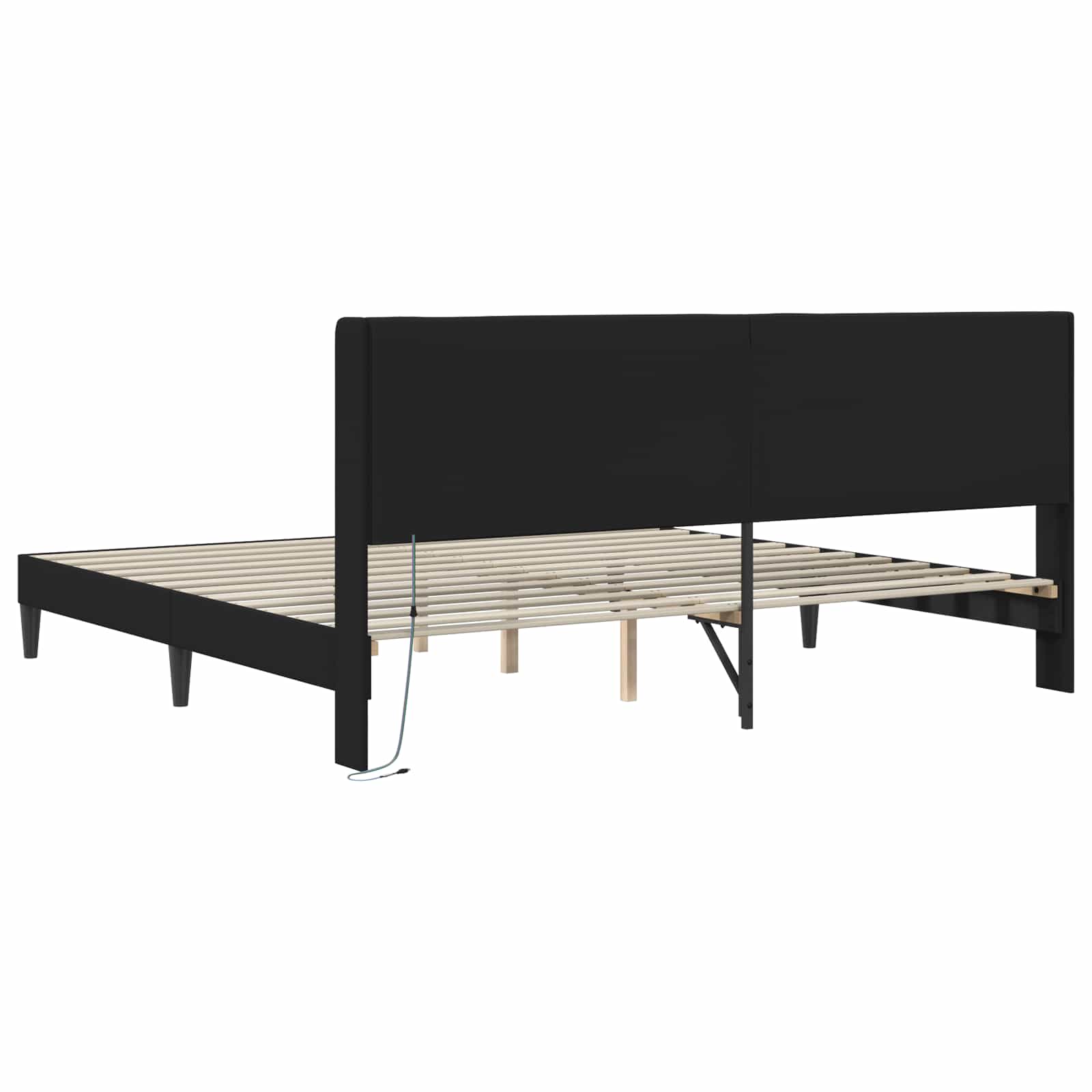 vidaXL Ramka łóżka z paskami LED Czarny 180 x 200 cm Ekoskóra