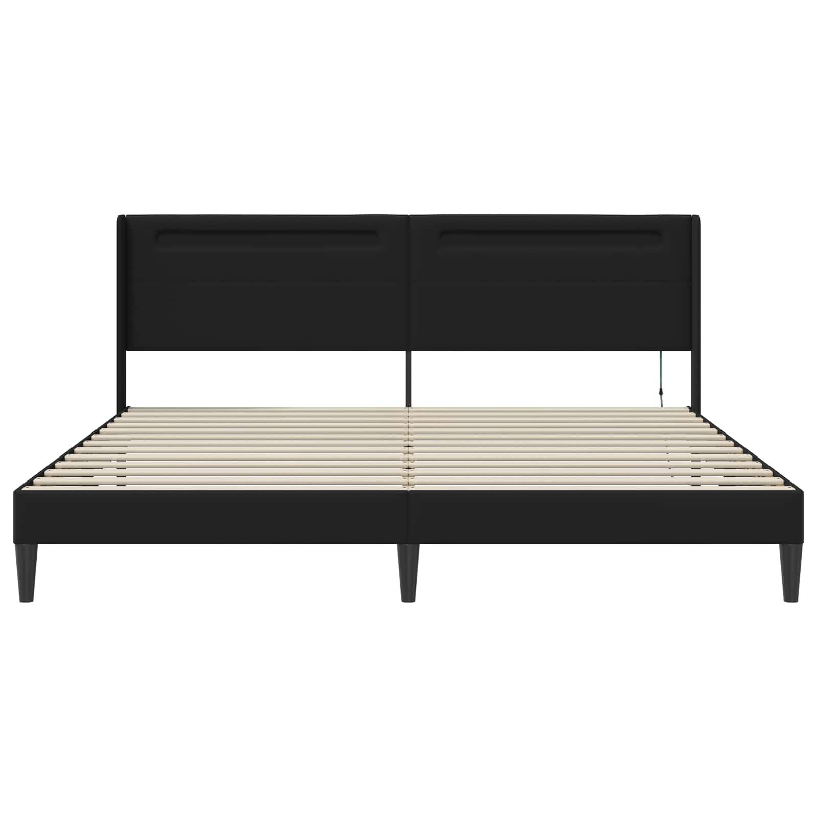 vidaXL Ramka łóżka z paskami LED Czarny 180 x 200 cm Ekoskóra