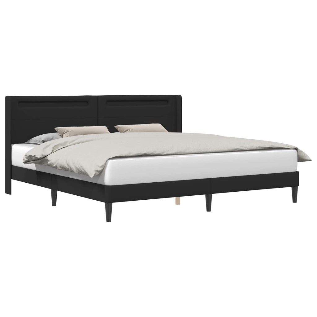 vidaXL Ramka łóżka z paskami LED Czarny 180 x 200 cm Ekoskóra
