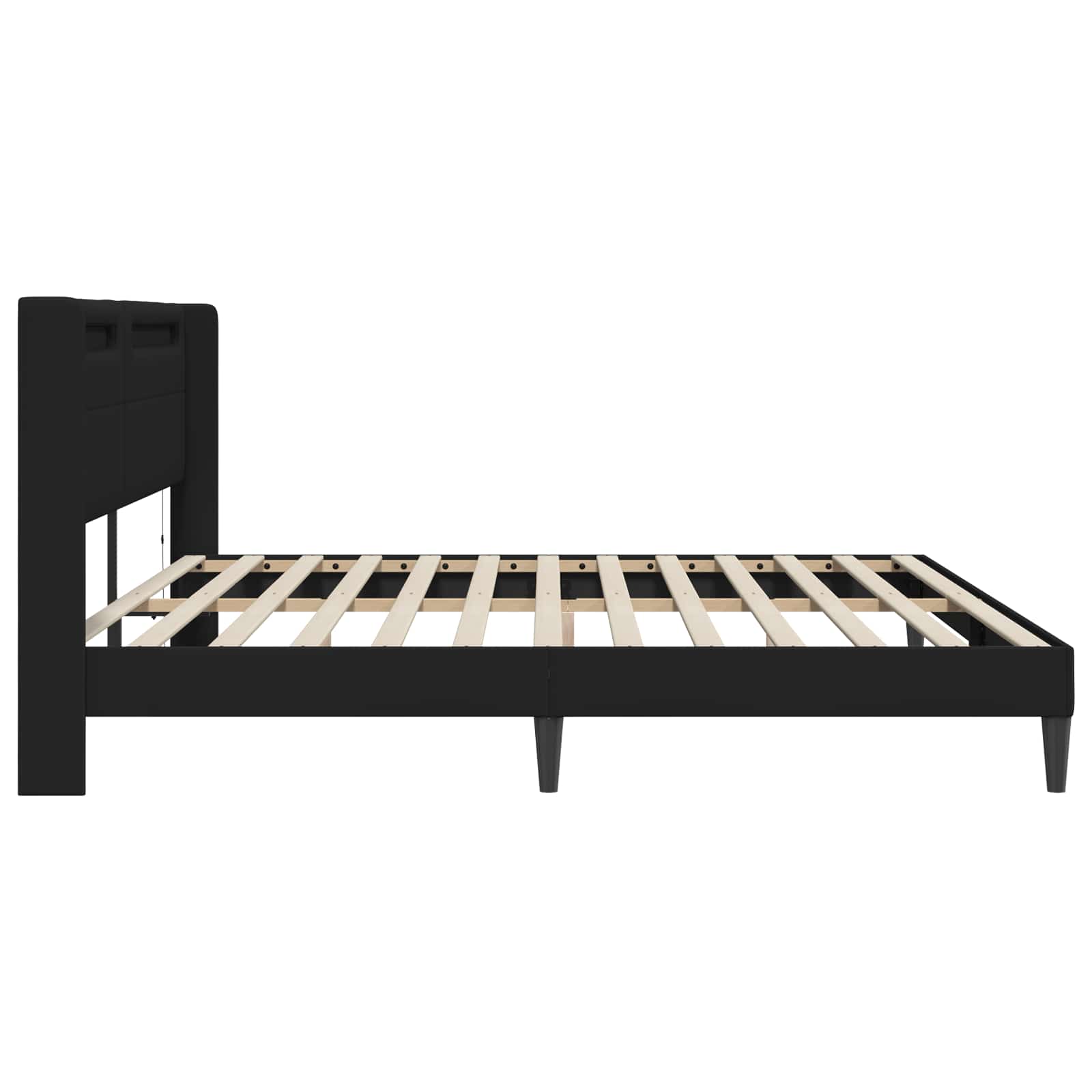 vidaXL Ramka łóżka z paskami LED Czarny 180 x 200 cm Ekoskóra