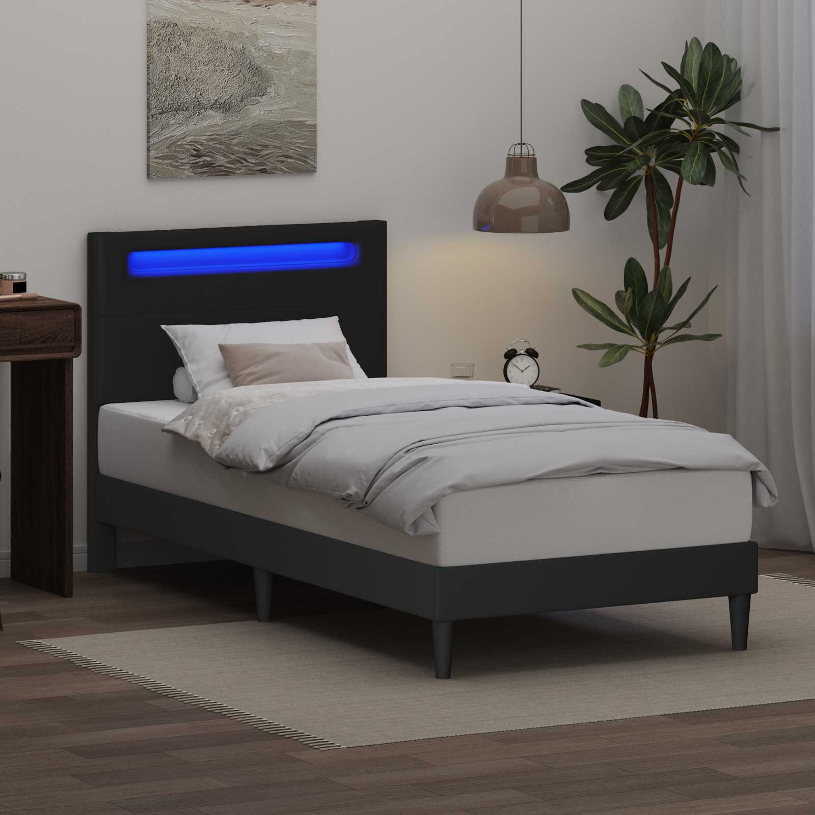 vidaXL Ramka łóżka Czarny 90 x 190 cm Ekoskóra