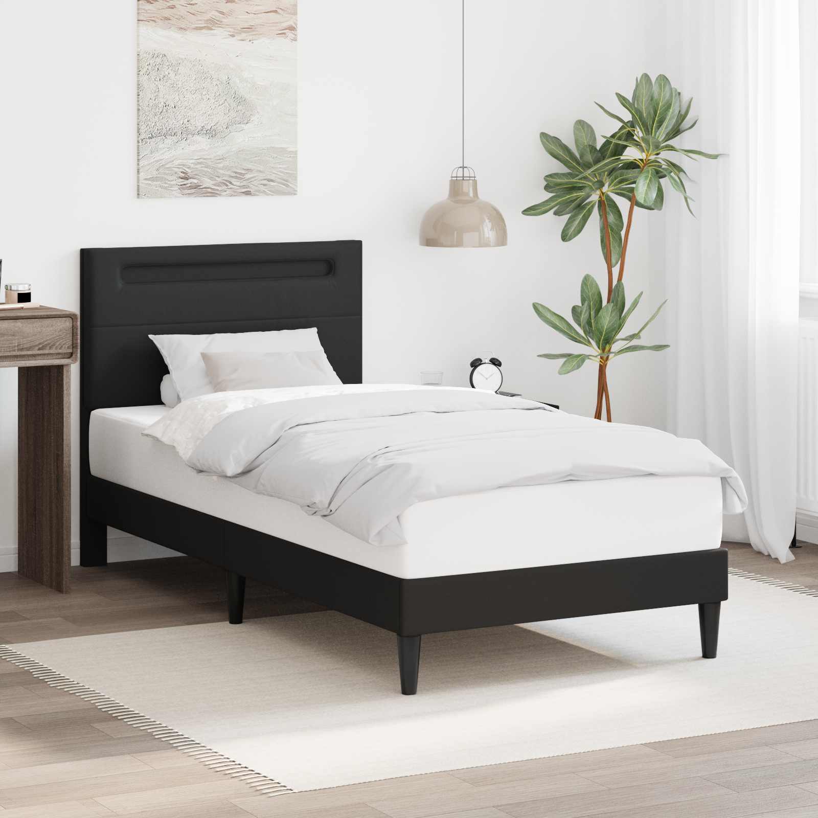 vidaXL Ramka łóżka Czarny 90 x 190 cm Ekoskóra