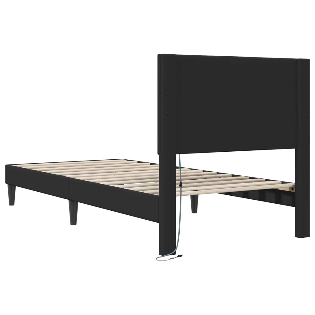 vidaXL Ramka łóżka Czarny 90 x 190 cm Ekoskóra