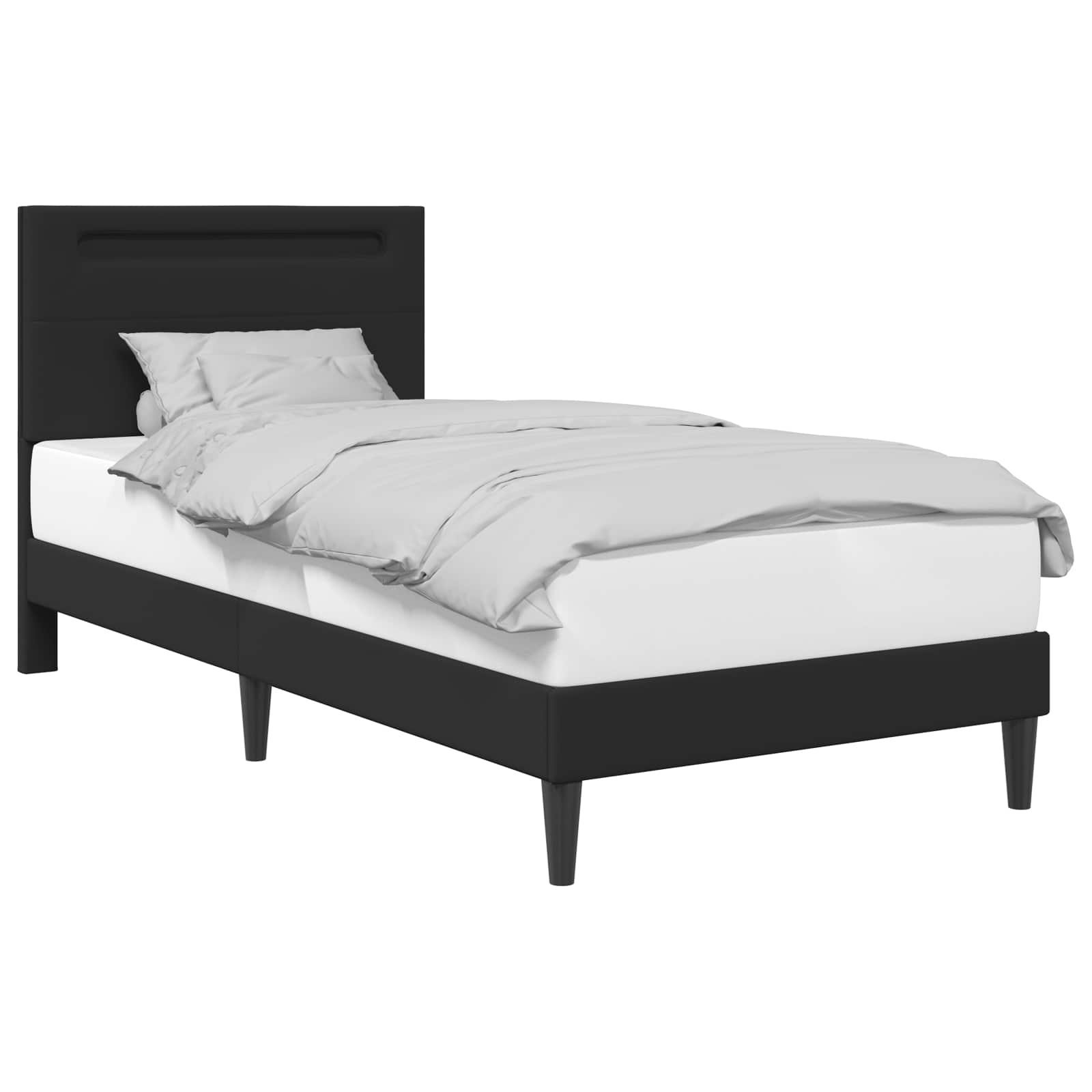 vidaXL Ramka łóżka Czarny 90 x 190 cm Ekoskóra