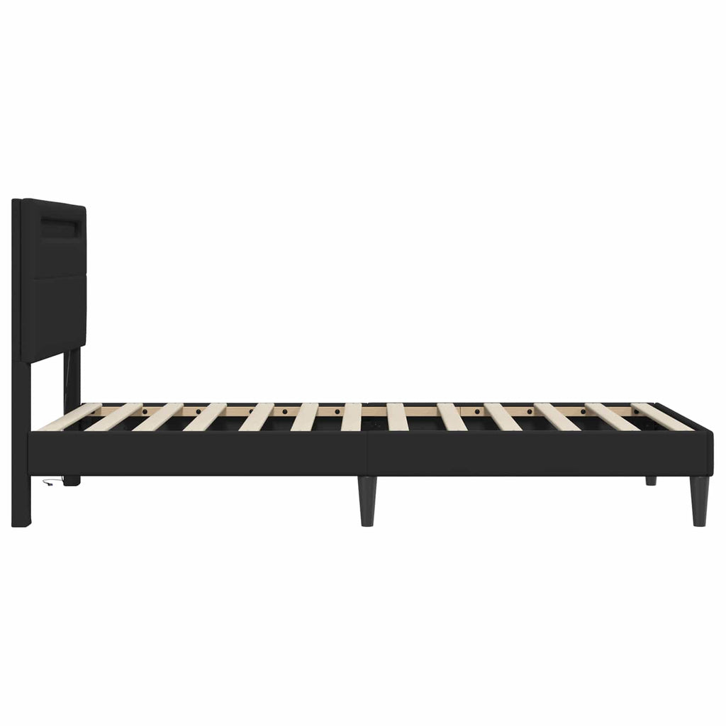 vidaXL Ramka łóżka Czarny 90 x 190 cm Ekoskóra