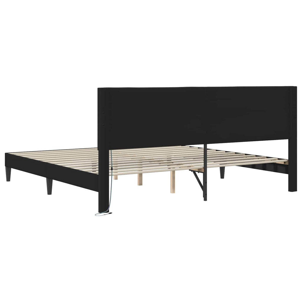 vidaXL Ramka łóżka Czarny 180 x 200 cm Ekoskóra