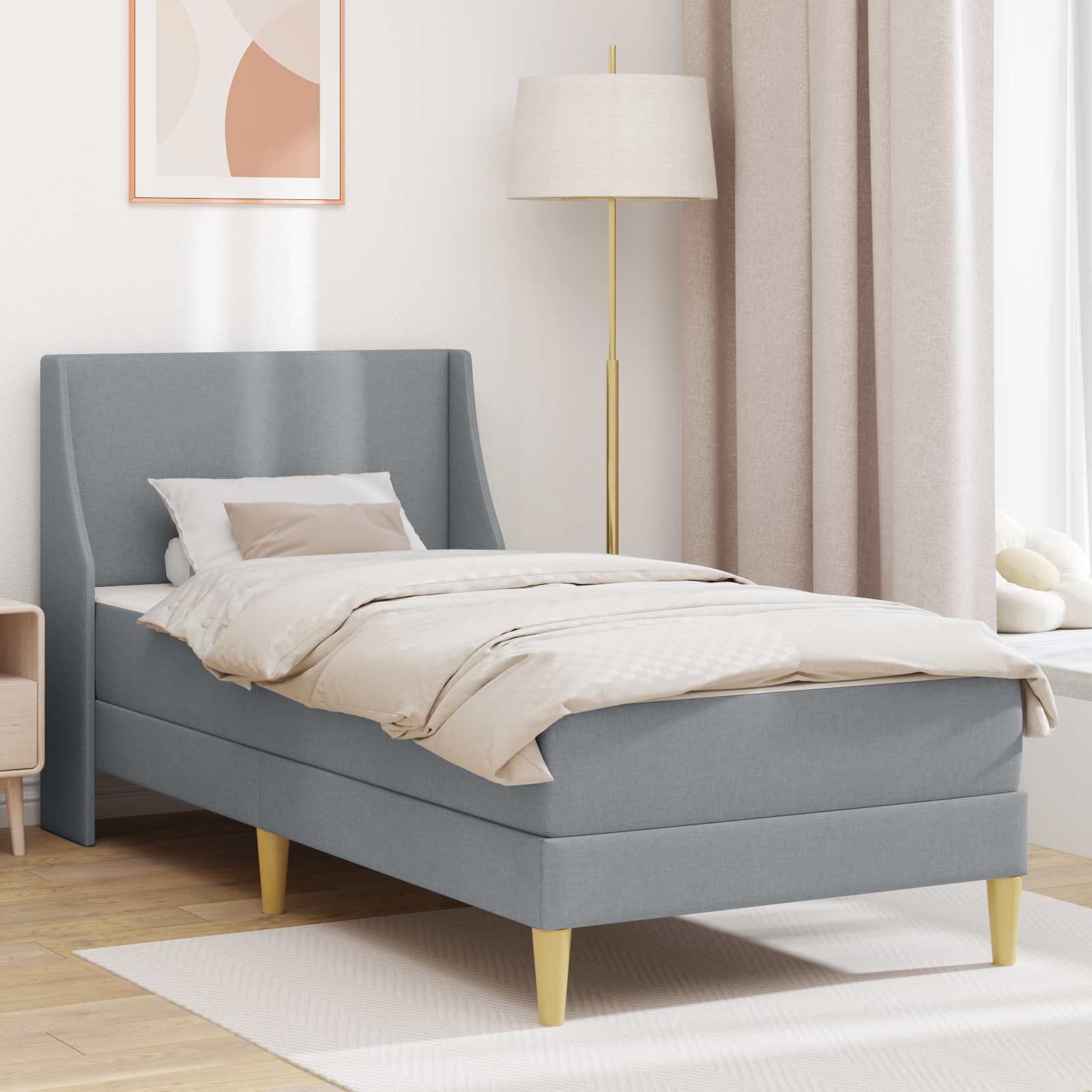 vidaXL Rama łóżka z materacem Jasnoszary 80x 200 cm Poliester