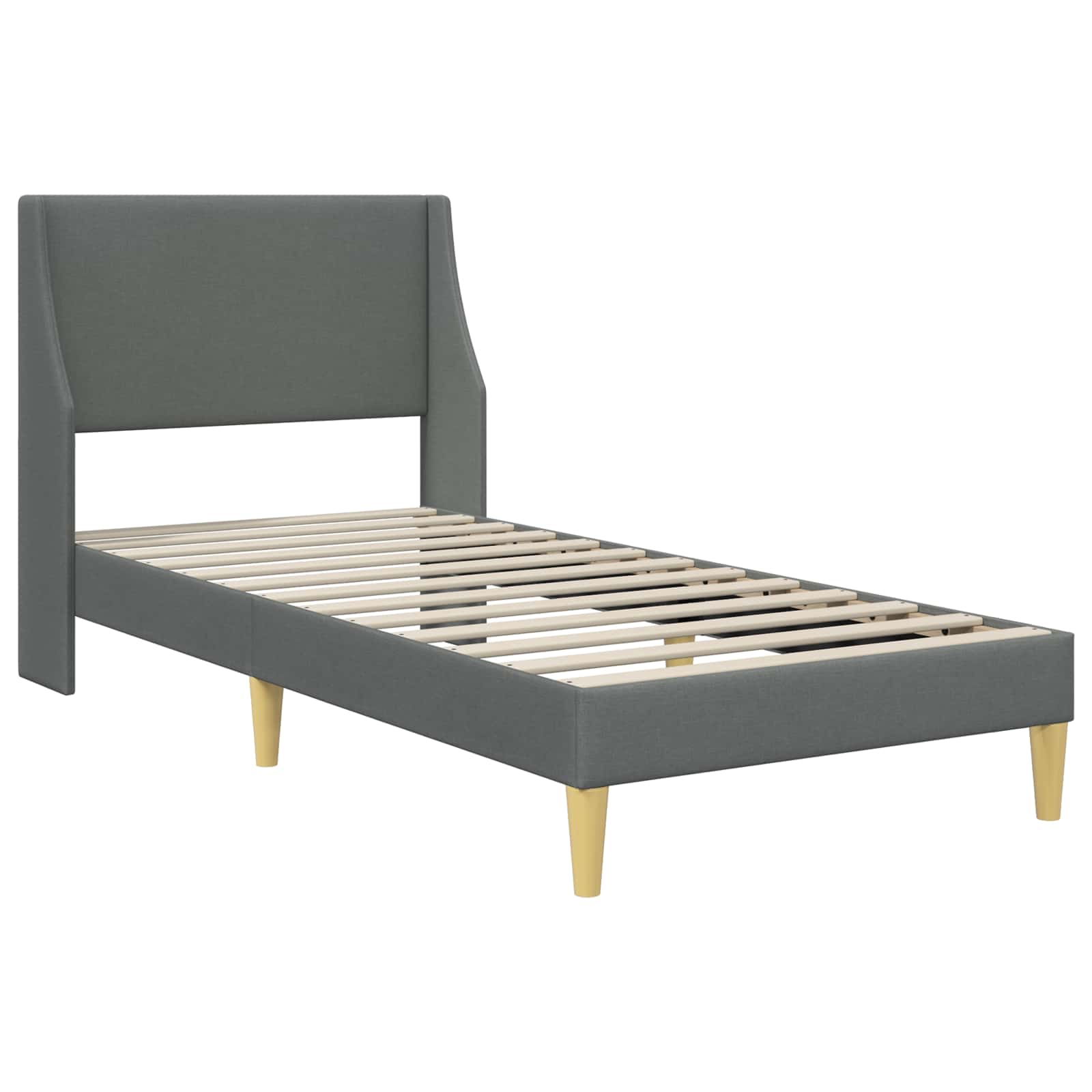 vidaXL Rama łóżka z materacem Z zagłówkiem Szary 90 x 190 cm Poliester
