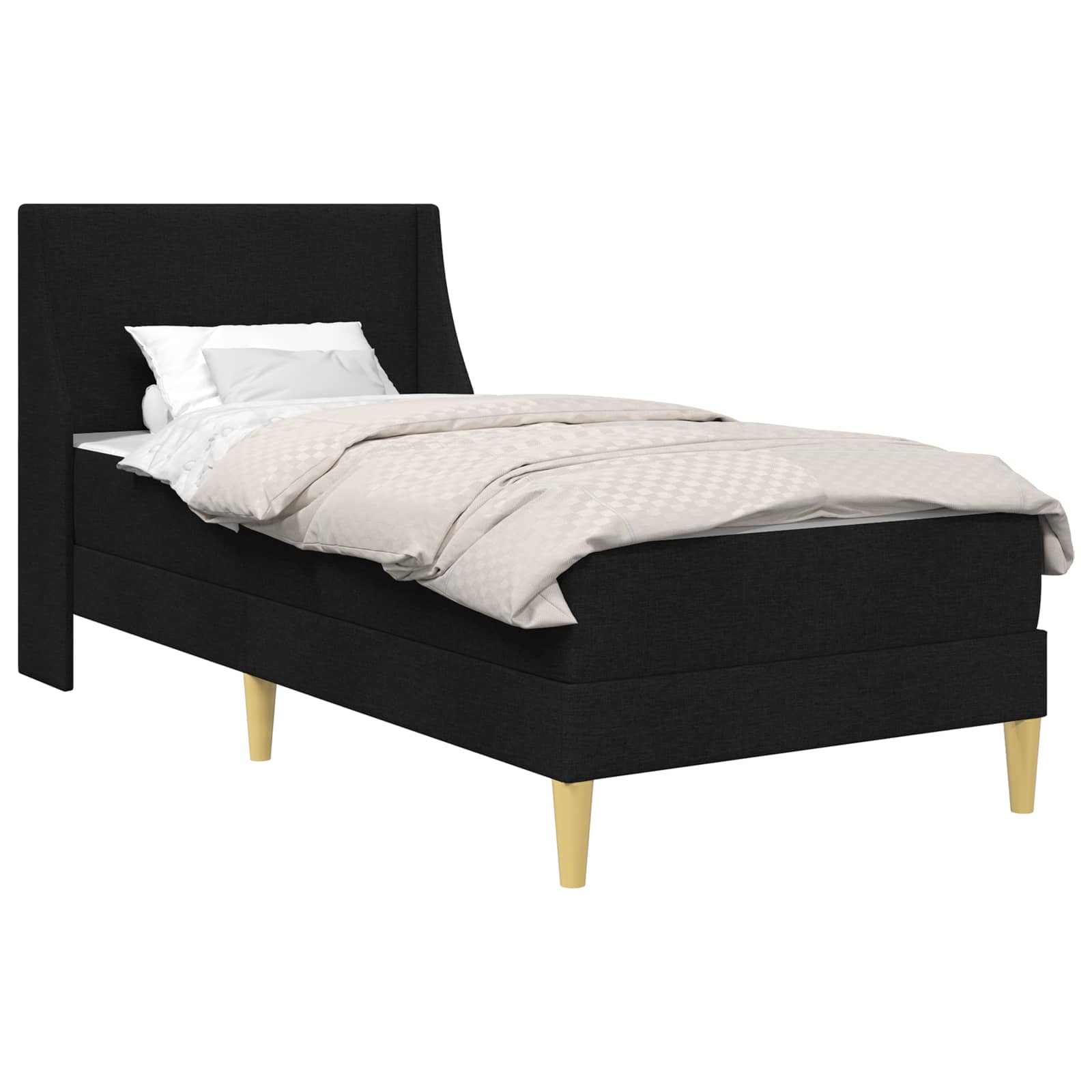 vidaXL Rama łóżka z materacem Czarny 90 x 200 cm Poliester