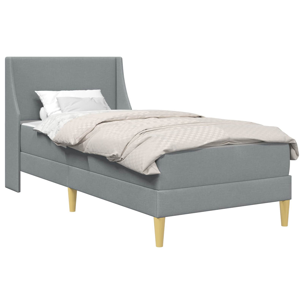 vidaXL Rama łóżka z materacem Jasnoszary 100 x 200 cm Poliester