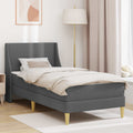 vidaXL Rama łóżka z materacem Ciemnoszary 100 x 200 cm Poliester